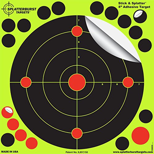 Splatterburst Targets - 8 inch Adhesive Stick & Splatter Reactive Shooting Targets - Gun - Rifle - Pistol - Airsoft - BB Gun - Pellet Gun - Air Rifle (50 Pack)