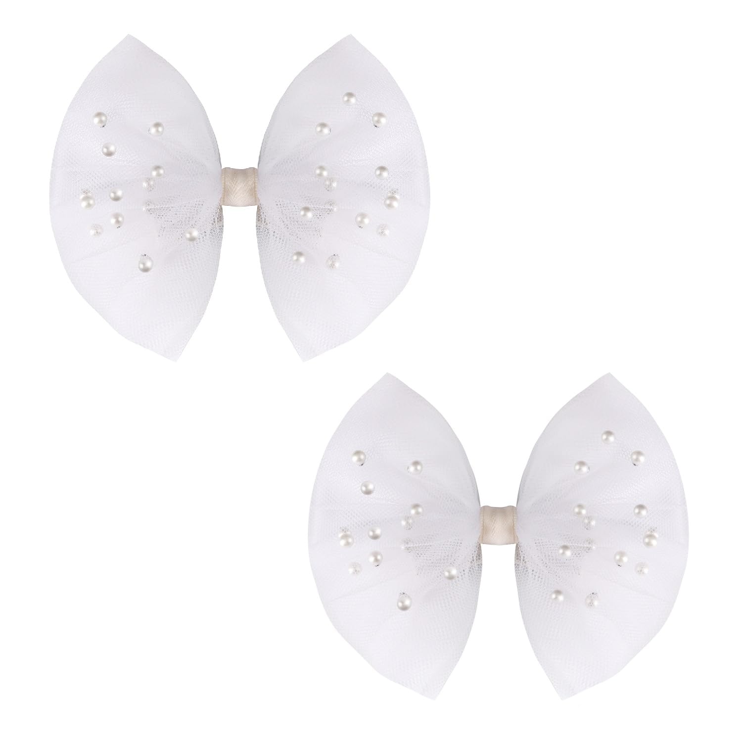 Photo 1 of 2 PCS Pearl Hair Bows Hair Clips for Toddler Girls - Elegant Ivory Lace Veil Hair Accessories for Birthday, Wedding, Halloween, Thanksgiving, and Christmas Occasions(White)