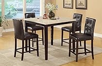 Counter Height Table With Faux Marble Top and 4 High Chairs