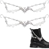 SOFPLATE 2Pcs Silver Shoe Chains Metal Chain Shoe Goth Bat Skull Halloween Punk Antique Silver Vintage Hanging Alloy S Hook Lobster Clasp Straps Accessories for Boots Sneakers Shoes DIY Decoration