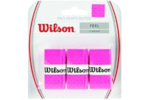 WILSON Pro Overgrip Perforated 3 Pack - White, Green, Pink - Tennis - Badminton - Squash