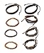 ORAZIO 12Pcs Wooden Beaded Bracelet Leather Braided Bangle for Men and Women Elastic 5-8MM Beads (12Pcs)