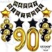 Gold 90 Birthday Party Decorations Set - Large, 40 Inch | Black and Gold Mylar Star Balloons with Happy 90th Birthday Banner | Black 90th Birthday Party Supplies | 90 Year Old Birthday Decorations Kit