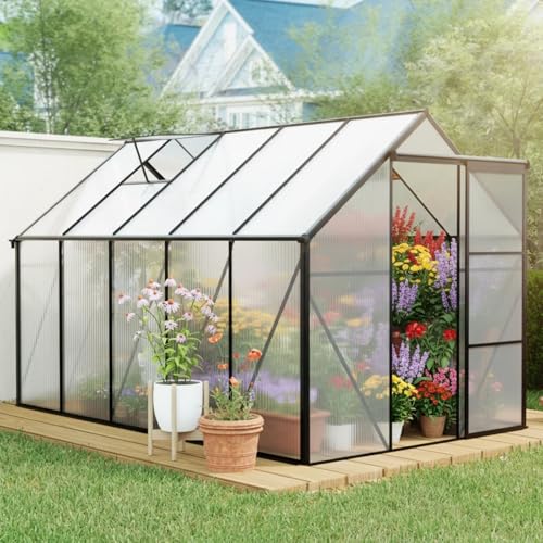 Trygoal 6x10 FT Greenhouse, Walk-in Polycarbonate Greenhouses with Sliding Door…