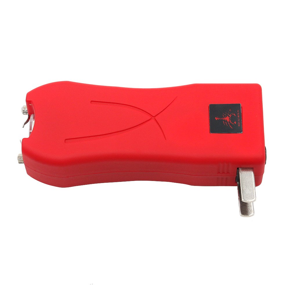 Red Scorpion Mini Stun Gun 398-600 Million Volts Rechargeable with LED Tactical Flashlight (Red)