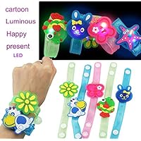 Onegirl toys Kids Luminous Light Flash Toys, 20cm Light Flash Wrist Band Cartoon Characters Hand Ring Dance Party Bracelet Kids Toys for 6 Years Old (Random Color)