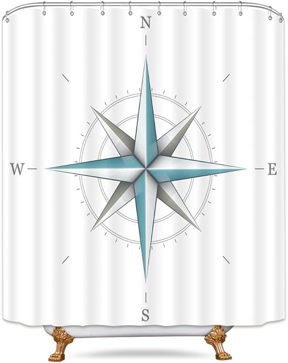 JOOCAR Design Duschvorhang, Kompass, nautische Richtung, Marine