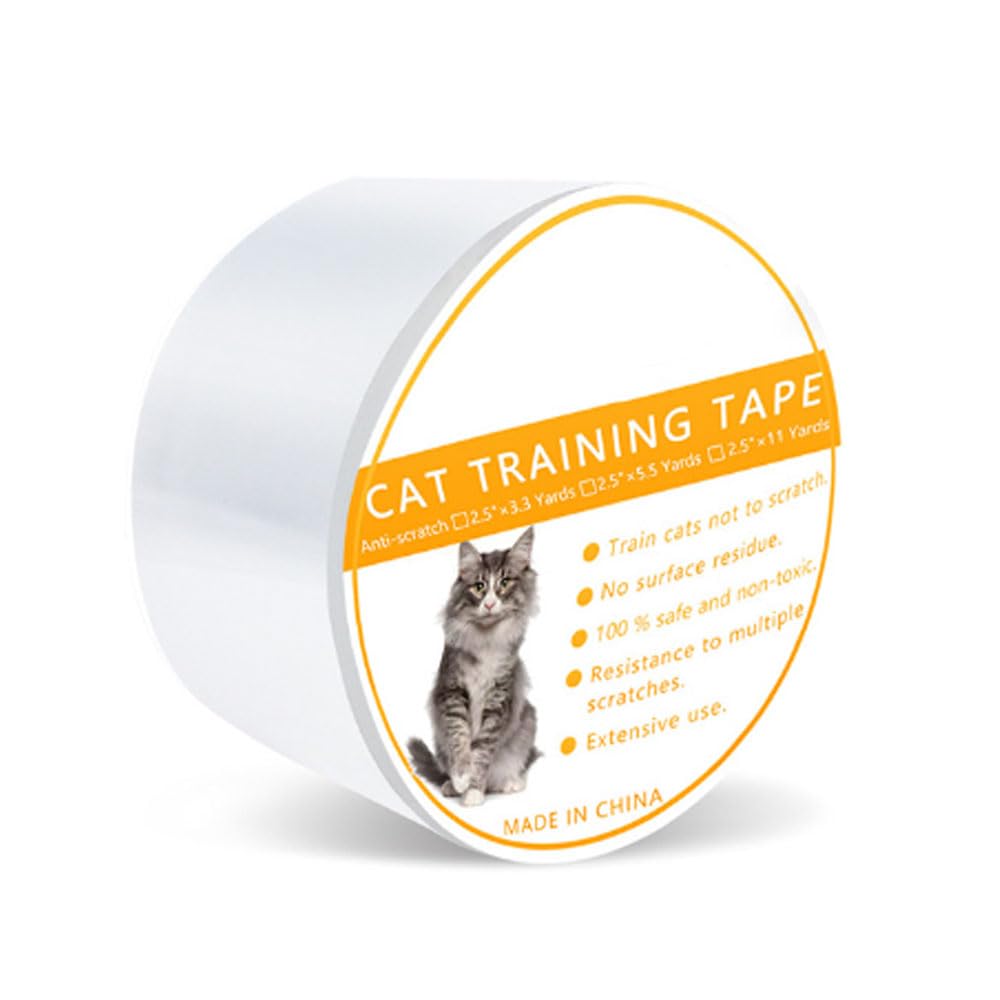 WANGCL Anti-Scratch Cat Scratching Deterrent Tape(4 inches x 5.5 yards), Scratch Control Aid | Double Sided Cat Training Sticky Strips | Stop Cat Scratching Furniture Protector, Clear(Single Roll)