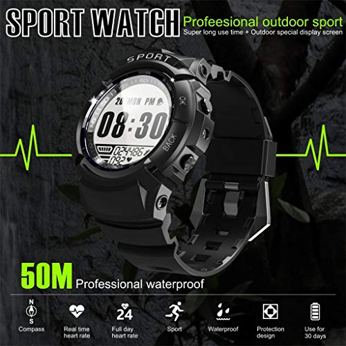 Men IP68 Waterproof Smartwatch, S816 Heart Rate Monitor Blood Pressure Sleep Monitoring Bluetooth Wristband Fitness Tracker Smart Watch Sport Bracelet for Android iOS - Chartsea (Black)