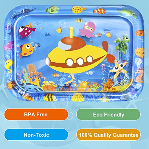 TEPSMIGO Tummy Time Water Mat, Baby Toys for 3, 6, 9, 12 Months - Inflatable Water Play Mat for Baby Infants for Sensory Development, Visual Stimulation Toy 26 x 20 inches