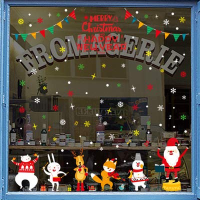 2021 Christmas Window Stickers Christmas Window Clings Sticker PVC Stickers for Home Shop Window Glass Display Decoration with"Merry Christmas & Happy New Year"