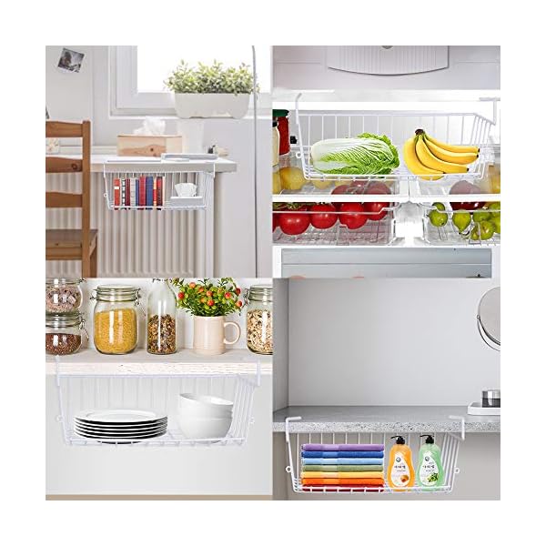 Under-Shelf-Storage-Basket-m-zimoon-Under-Cabinet-Hanging-Metal-Wire-Storage-Wire-Basket-Organizer-Fit-Dual-Hooks-for-Kitchen-Pantry-Desk-Bookshelf-Cupboard-2pcs-White Under Shelf Storage Basket, m zimoon Under Cabinet Hanging Metal Wire Storage Wire Basket Organizer Fit Dual Hooks for…