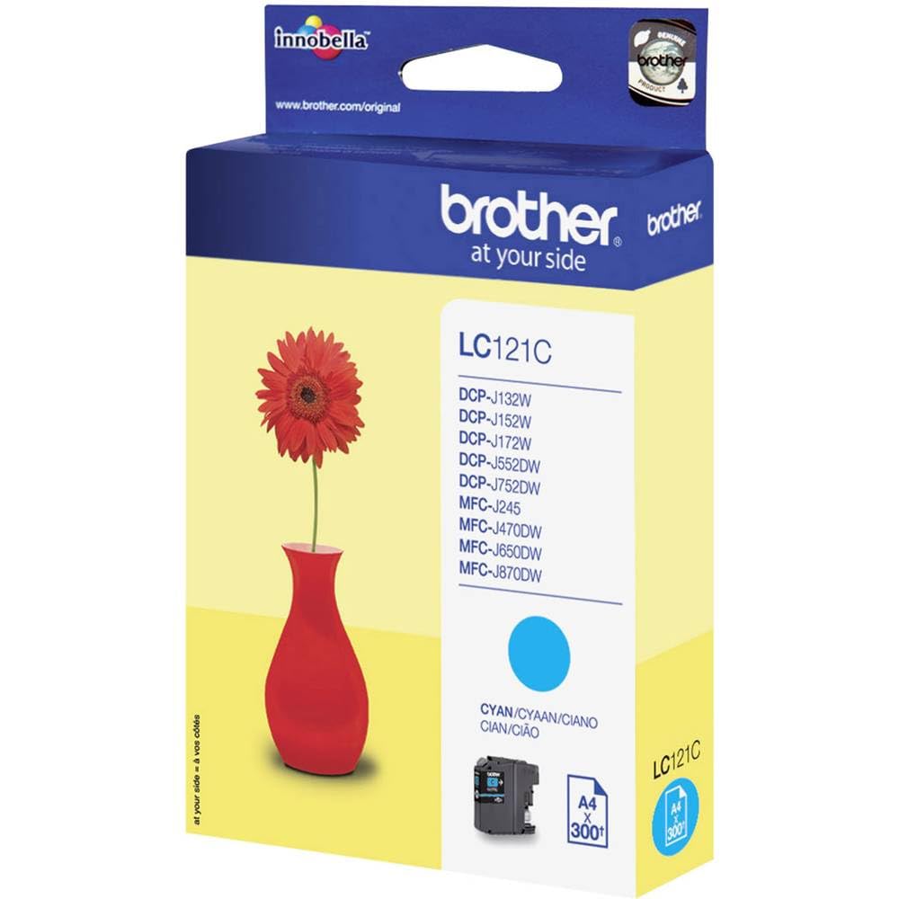 Brother LC-121C Inkjet Cartridge, Cyan, Single Pack, Standard Yield, Includes 1 x Inkjet Cartridge, Brother Genuine Supplies