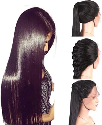 Helene Glueless Long Straight Swiss Natural Black Lace Front Wig Heat Resistant Natural Hairline Hair Synthetic Lace Wigs For Women With Baby Hair 18"