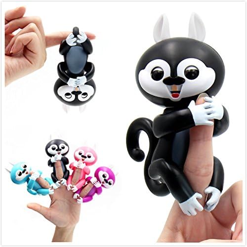 Interactive Baby Squirrel Electronic Toy for Children Finger Animal Christmas Holiday gift (Black)