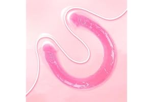 E9k1-16.5 Inches(Pink) Both Ends Play Tool Soft Flexible Realistic Classic Hands-Free Suction Cup Tool for Women Relaxation