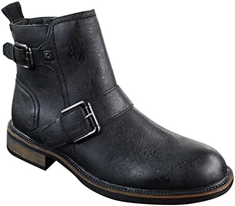 Mens Punk Rock Goth Elmo Ankle Slip On Zip Cowboy Biker Boots Leather Buckle