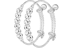 SOIMISS 2Pcs Adjustable Baby Bangles with Bells, Silver-Tone Infant Bracelets, Newborn Girl Keepsake Jewelry for Photo Shoots and Milestone Celebrations