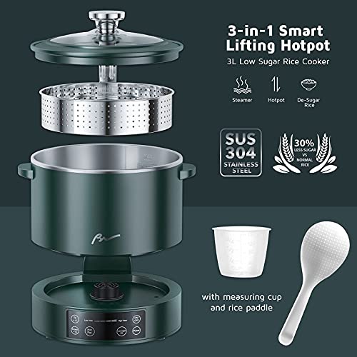 Long lasting 3L Premium Smart Lifting Electric Hot Pot Electric Shabu Shabu 800W Food Grade