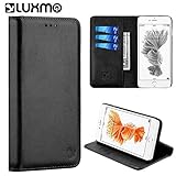 Luxmo Luxury Gentleman Magnetic Flip Leather Wallet Case for iPhone 7 - Retail Packaging - Black