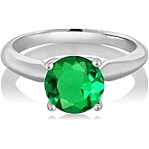 Gem Stone King Round Solitaire Engagement Ring For Women | 925 Sterling Silver | Gemstone Birthstone | Round 8MM | Wedding Anniversary Promise Ring For Women | Available In Size 5, 6, 7, 8, 9