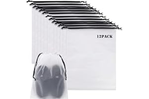 YMCCOOL 12pcs Transparent Shoe Bags for Travel 11.8in X 15.7in Protable Clear shoe bags for storage with rope,large drawstring bags for travel Men and Women