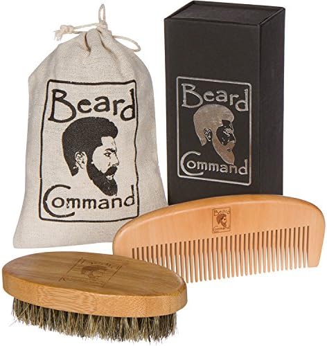 Beard Comb and Brush Set - Boar Bristle Beard Brush - Perfect Facial Hair Grooming Kit, Exclusive Moustache, Goatee & Neckline Shaving Accessory,Symmetry & Styling, Unique Brush Kit