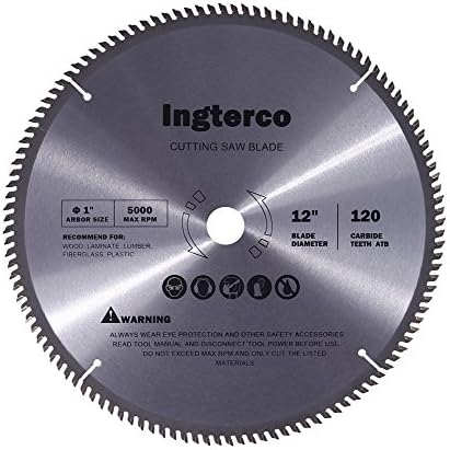 INGTERCO 12-Inch 120-Tooth ATB Thin Kerf General Purpose Woodworking Saw Blade with 1-Inch Arbor