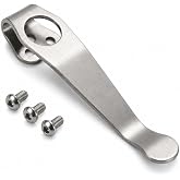hiSpkNix Titanium Deep Carry Pocket Clip Compatible with Spyderco | Compatible with Spyderco Para 3 and Paramilitary 2 Knives - Custom Stone Wash Finish with 3 Screws