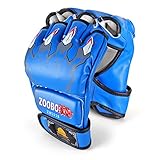Flexzion MMA Gloves (Claws Print, Blue) - 8oz Grappling Muay Thai Martial Arts Combat UFC Sparring Punching Boxing PU Leather Training Mitts with Velcro Strap, One Pair for Adult Men