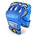 Flexzion Half Finger Boxing Gloves (Blue) - Grappling MMA Muay Thai UFC Sparring Punch Ultimate Mitts Sanda Fighting Training Sandbag Equipment Pair for Adult Men