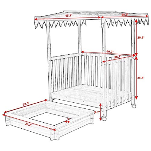 image for Costzon Kids Retractable Playhouse w/ Sandbox Canopy, Non-Woven Fabric