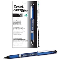Pentel EnerGel NV Liquid Gel Pen, 0.5mm, Fine Line Capped, Needle Tip, Black Ink, Box of 12 (BLN25-A)