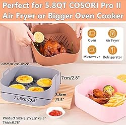 BTSHOW Air Fryer Silicone Liners Inserts Square 8.5