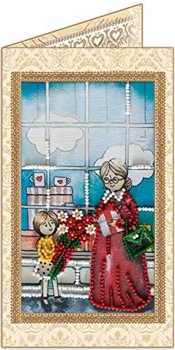 Postcard bead embroidery kit "Thank you for Grandma" stitch craft