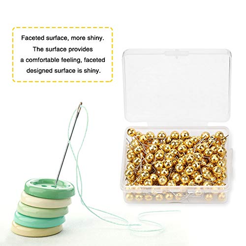 200pcs Polyhedron Faceted Plastic Pushpin Thumbtack Pins Decorative DIY Marking Tool(Gold) - Thumbnail 4