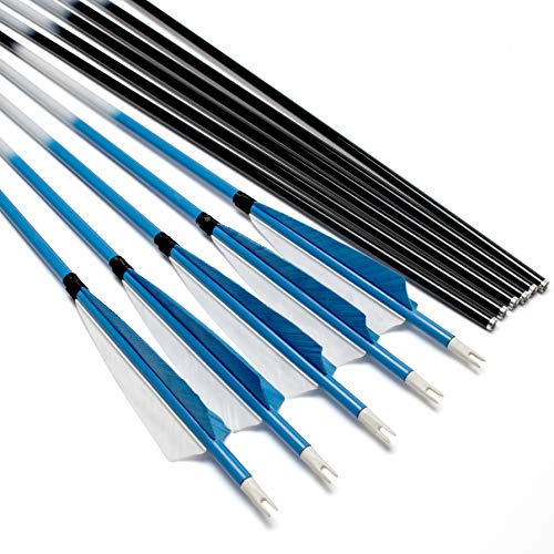Feather Arrows 31" Archery Hunting Arrows Carbon Targeting Practice Feather Fletching Arrows for Recurve Bows and Longbow with Removable Tips - Thumbnail 3