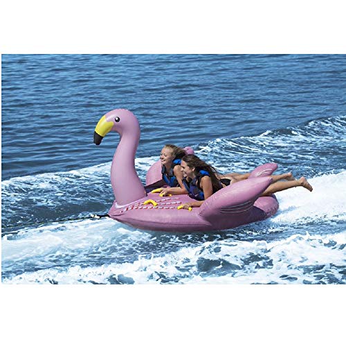 Swim Central Inflatable Lay-on Flamingo Towable Float, 82-Inch
