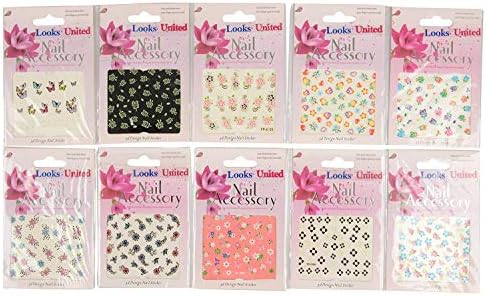 Trendy club 3D Glitter Floral Nail Art Decals Nail Stickers , 20 Sheets