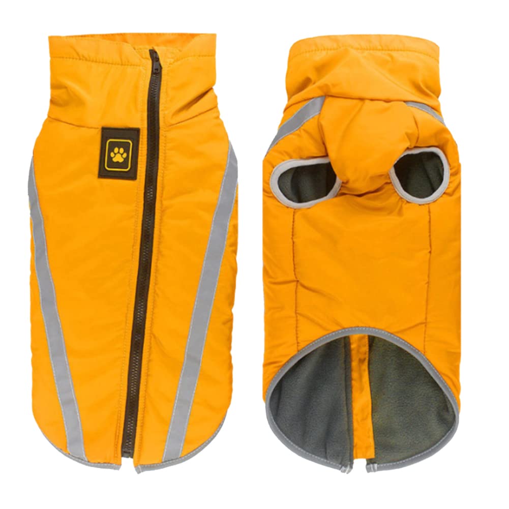 FEimaX Dog Coat Waterproof Windproof Pet Warm Jacket Outdoor, Puppy Reflective Adjustable Outfit Vest Cold Winter Clothes for Small Medium Large Dogs - Soft Fleece Cotton Lined, with Harness Hole