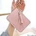 Skyflying Artificial Leather Slim Credit Wallet Key Card Pocket with Key Ring and ID Window Practical Mother's Day Gift Macarons Color (pink)