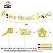 OKEPS Hxeredue YuanKanJu 124 pcs Family Gold Glitter Cupcake Toppers Housewarming Gifts for House Warming Welcome New Home Party Decorations Supplies