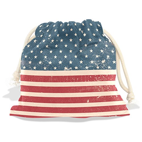 image for CoolPrintAll Vintage Distressed American Flag Velvet Drawstring Gift B