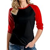 3/4 Sleeve Tops for Women - Casual Fashion Blouse Baseball Style Tees Three Quarter Raglan Shirt Women