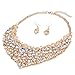 Yuhuan Women's Luxury Rhinestone Statement Necklace Earrings Gold Wedding Costume Jewelry Set