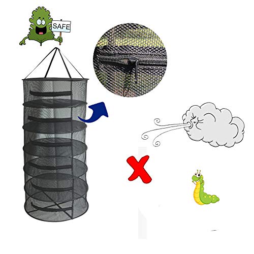 EACHON Herb Drying Rack Hanging Dry Net Durable Mesh Collapsible Hanging Dryer with Zipper Net Lights Carrying Case Indoor & Outdoor (6 Layer) (Black 23.555.5) - Thumbnail 5