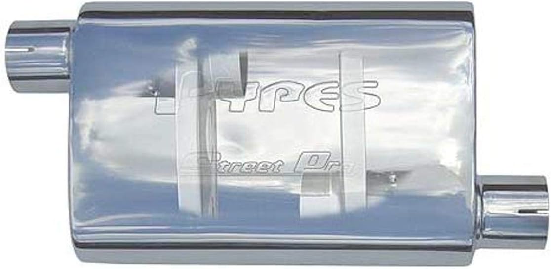 MVS10 14" Long 2-1/2" Offset Inlet 2-1/2" Offset Outlet Street Pro 409 Stainless Steel Muffler