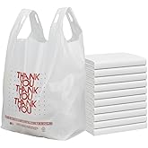 ASSUREPAK Easy Open - 500 Bags - White 'Thank You' HDPE T-Shirt Bags - 1/6 BBL 11.5"X6"X21" - 13 Microns – for Retail, Takeout, Restaurant Supplies – AssurePak