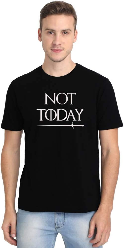 DrunkenMonk Not Today GOT Game of Thrones Arya Stark Men's Black Half Sleeve Round Neck T-Shirt