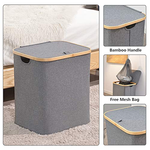 BRIAN-DANY-Laundry-Hamper-with-Lid-Bamboo-Dirty-Clothes-Basket-with-Handle-Waterproof-Collapsible-Laundry-Hamper-Storage-for-Bedroom-Grey